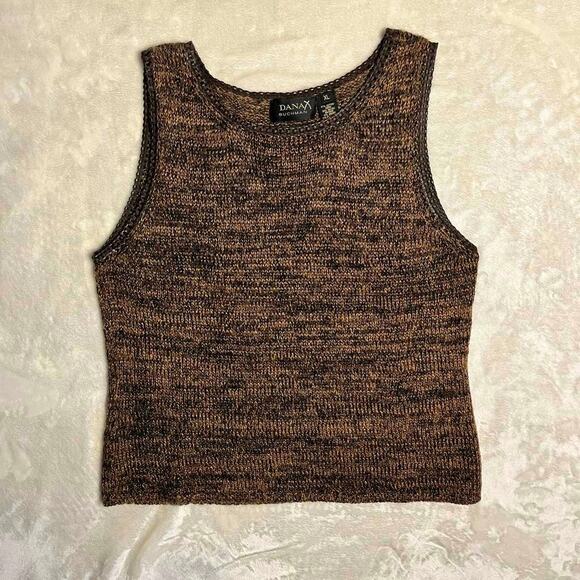 Dana Buchman Mohair Sweater Women's XL Tank Sleeveless Brown Knit Wool Blend - Picture 1 of 7